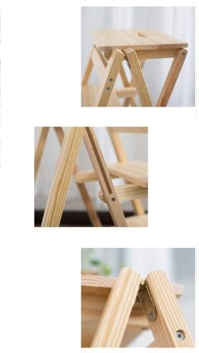 Taburete de madera maciza con estante de almacenamiento y diseño plegable 5