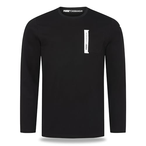 PUMA Workwear Advanced Kollektion - Longsleeve Herren Pullover - Brusttasche und Utility Fach an der Schulter Strapazierfähiges und atmungsaktives Gewebe - Für Handwerk und Logistik - Schwarz - L