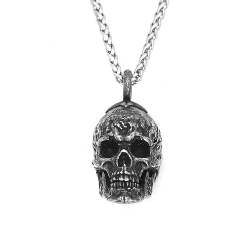 Collier pour hommes gothique vintage dark skull pendentif mode cool garçon