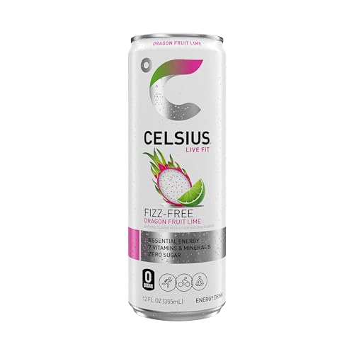 Image of CELSIUS Fizz Free Dragon Fruit Lime, Sugar Free Energy Drink, 12 Fl Oz (Pack of 12)