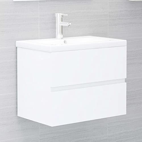 WRJENFSC Armario para debajo del lavabo, 60 x 38,5 x 45 cm, material de madera, armario sanitario con cajón, mueble de baño con aspecto moderno para baño e invitados
