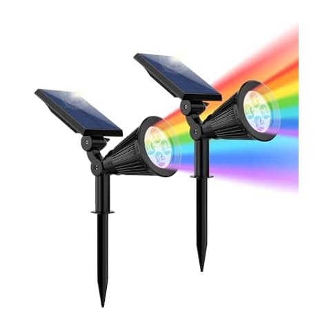 FALOVE Solar Spot Lights 7 Color 2 Pack Cover