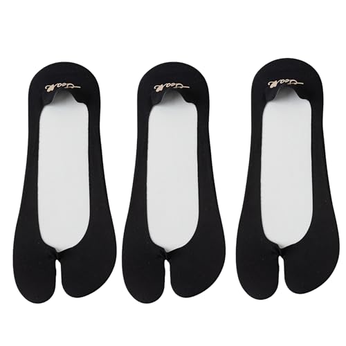 Image of DUNKOING 3 Pairs Low Cut Tabi socks Women No Show Flip Flop Sock Thin Non Slip Summer Socks for Sneakers Loafers Sandals 5-9
