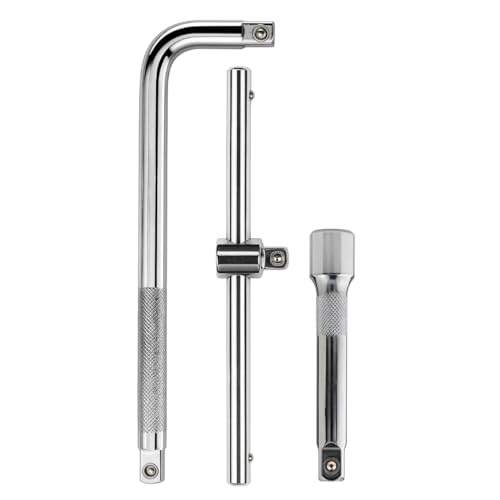 Image of JPT Heavy-Duty 1 /2 inch Drive 3Pcs Socket Handle Set | T-Handle, L-Handle & Extension Bar | Heat-Treated Cr-V Steel | High Torque Wrench Set for Automotive and home Repairs