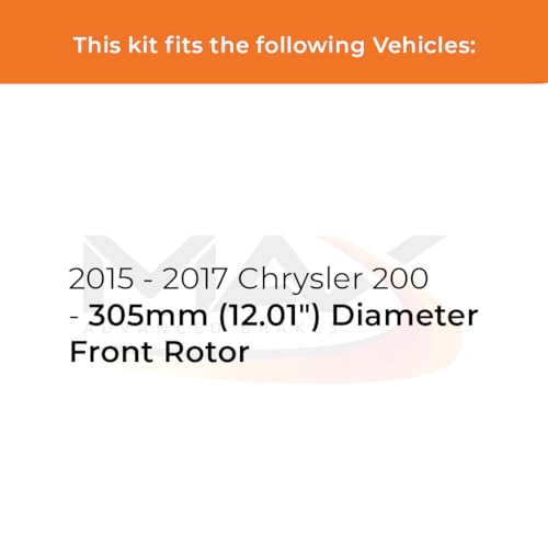 Image of Max Advanced Brakes Front & Rear Brake Kit Compatible With 2015 2016 2017 Chrysler 200 w /12.01 inch Frt Rotor Replacement Drilled Slotted Black Coated Disc Brake Rotors and Ceramic Brake Pads