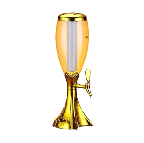 asdchZen Beer Dispenser, 3L Drink Tower Beverage Dispenser With Spigot And Ice Tube, Ideal For Parties And Events,Gold-16x56cm