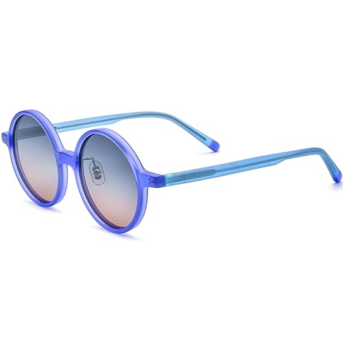 Image of HEPIDEM Acetate Vintage Retro Round Polarized Sunglasses for Men UV400 UV Protection Sun Glasses