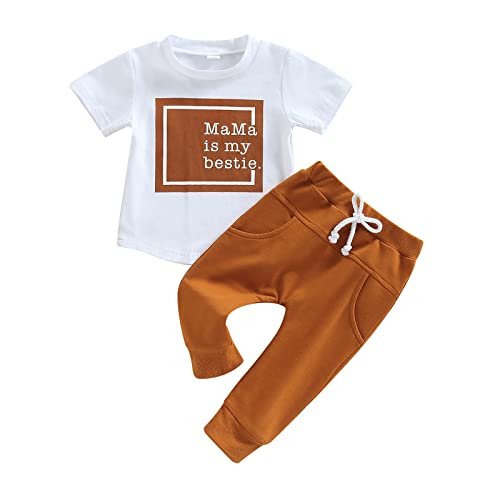 Image of Sprifallbaby born Infant Baby Boy Clothes Short Sleeve T-Shirt Pullover Top Toddler Boys Cute Pocket Pants Summer Outfit 2Pcs, CMY-lkc, 6-12 Months