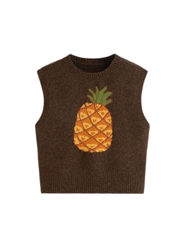 Image of CIDER Women's Sweater Vest Knit Sleeveless Pear Cute Graphic Tank Top