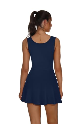 Image of NIASHOT Women's Athletic Dress with Built-in Shorts & Pockets Workout Tennis Golf Active Wear U Neck A-line Dresses