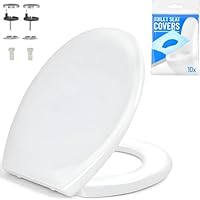WC Sitz mit Absenkautomatik – Toilettendeckel O-Form & D-Form in Weiß und Schwarz – Klodeckel Softclose mit Familien Kindersitz Option (Weiß, Typ O WC-Sitz)