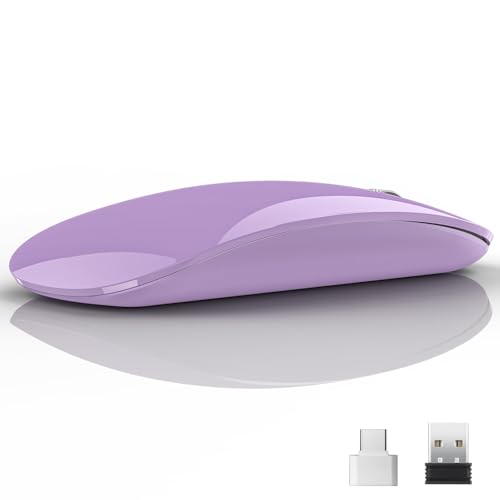 Uiosmuph U58 Souris sans Fil Rechargeable, 2.4G silencieuse Wireless Mouse Ultra Portable Souris Optique avec récepteur USB Nano et de Type C pour...