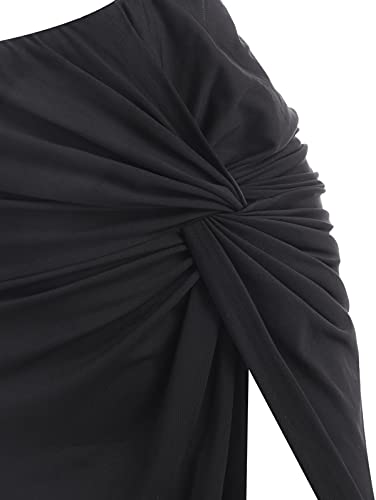 Image of ZAFUL Women's Casual Sleeveless Summer Solid Marled Crop Top and Draped Ruched Maxi Skirt Set Two Piece Dress