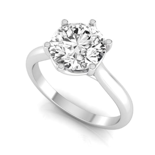 IGI Certified 1-5 Carat Round Lab Grown Diamond (G, VS1) 14K White Gold Solitaire Engagement Wedding Anniversary Promise Ring for Womens