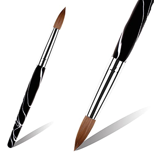ANGNYA Acrylic Nail Art Brush Kolinsky Sable Hair Brush with Black Marble Acrylic Handle (10#)