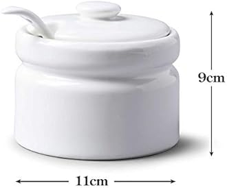 WM Bartleet & Sons 1750 T259 Traditional Porcelain Sugar/Jam/Mustard Pot with Lid & Spoon 10cm – White