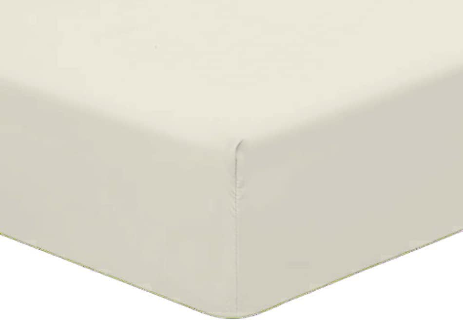 AmigoZone Pollycotton 180 TC Non Iron 25cm Fitted Bed Sheet (Super King, White)