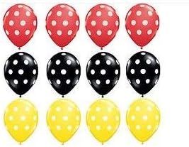 12 Red Black Yellow Dots Latex Balloons Birthday Party Mickey Minnie Ladybug