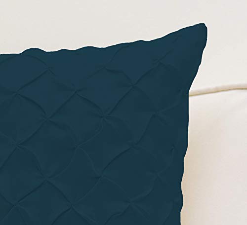Image of YRM Bedding's Dark Teal 600-TC Oraganic Cotton 3-Piece Decorative Pinch Pleated Cushion Covers (20 inchx20 inch)
