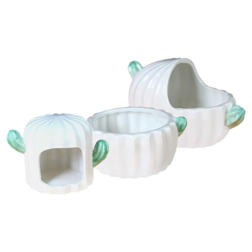 UPKOCH 3pcs Hamster Hut - Hideaway House Bathtub Box Sand Bath Container Bathing Bowl Toilet for Dwarf Hamster Mice Gerbils