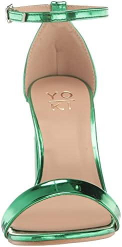 YOKI FRIDAY-88 Women's Metallic Open Toe High Heels, Green, 9 M US | Image 1