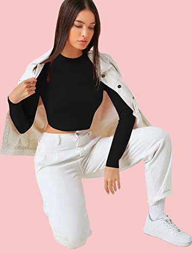 Image of Dream Beauty Fashion Women's Casual Round Neck Long Sleeves Stylish Crop Top - 17 inch Inches (Tee-Tally 02)