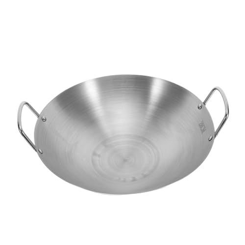 Wok de acero inoxidable con fondo redondo y doble asa miniatura 1