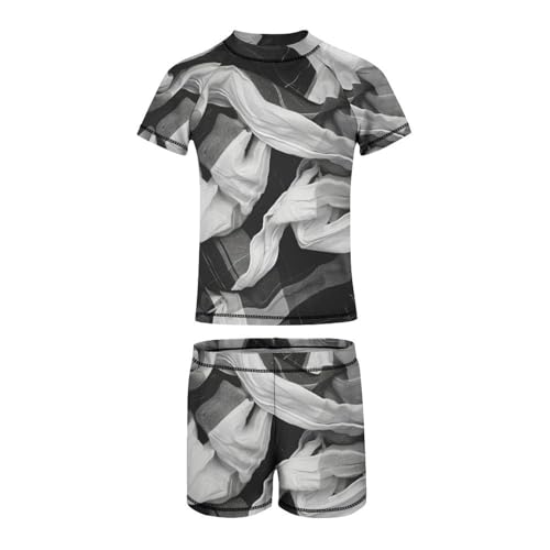 Plaid Black and WhiteChildren's Casual Swimsuit Set - Simple and Versatile7-9Y（120cm）4