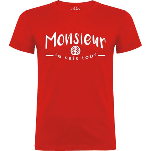 T-Shirt Homme Monsieur Je Sais Tout rouge pour exprimer votre personnalité