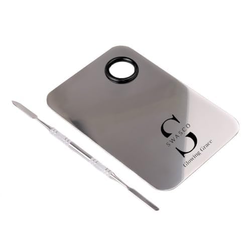 SWASCO Stainless Steel Professional Cosmetic Mixing Palette & Spatula Tool Flawless blending for professional makeup looks (BUY-1pc)-image-33