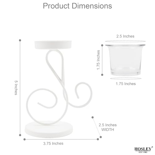 Image of HOSLEY Clear Glass Tealight Candle Holders|White Tealight Candle Holders with Glass Holders Perfect for Home Decor Tabletop Centerpiece| Pack of 1 with Pack of 1 Tealight