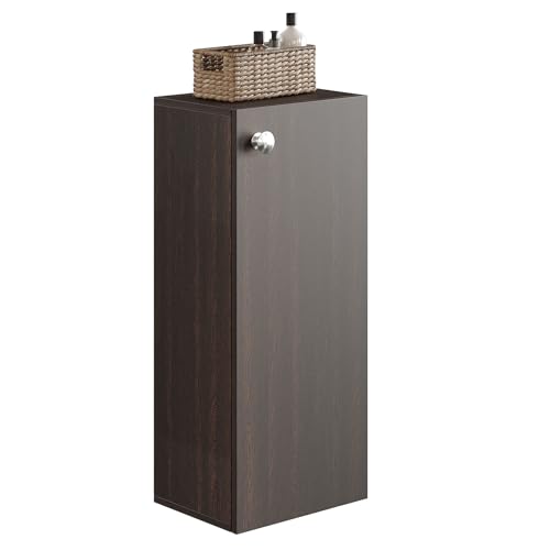 Image of Marbin Modern Tall Storage Cabinet with Door & Shelves | Space Saving Bathroom Organizer, Bedroom Side Cabinet & Multipurpose Cupboard | Engineered Wood, 35x26x83cm Wenge Finish