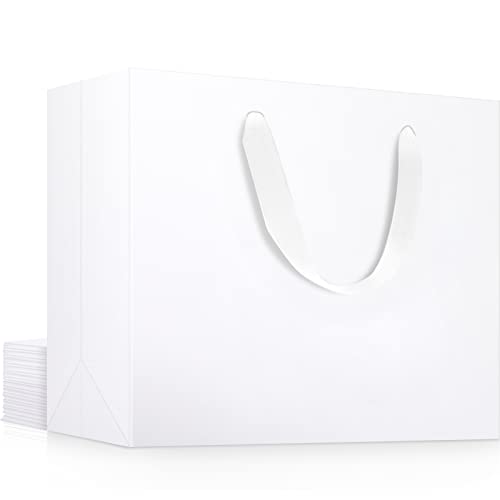 EUSOAR Extra Large White Kraft Paper Shopping Bags, 12pcs 16"x