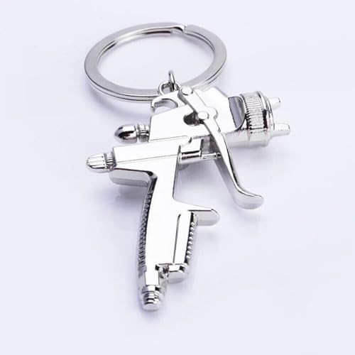 Image of Spray Paint Gun Black Metal Key Chain Ring Keychain New Spray Paint Gun Black Metal Key Chain Ring Keychain New, Silver, Large