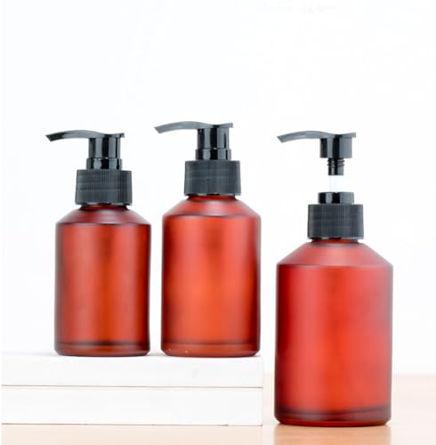 200ML/6.7oz Empty Frosted Glass Pump Bottles with Black Pump Head Refillable Cream Storage Container Cosmetic Dispenser Jar Pot for Makeup Lotion3
