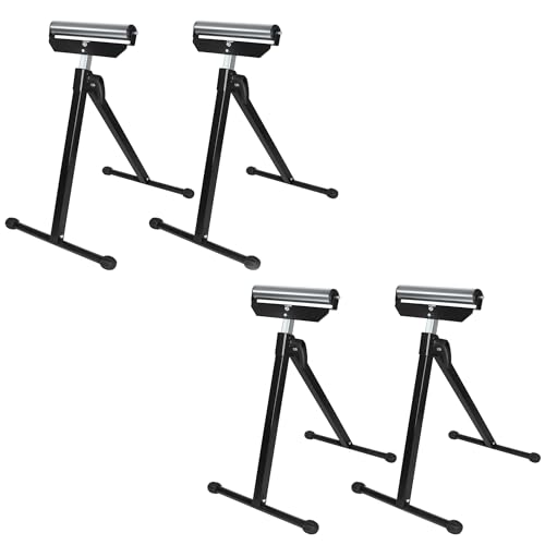 Aufun 4x supporto a rulli, regolabile in altezza, supporto a rulli 68-107CM, supporto a rulli pieghevole, fino a 60 kg, supporto pieghevole da officina, con piedini antiscivolo, nero