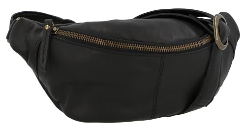 LEAS Gürteltasche Aus Echtem Rindleder – Schwarz, 5 Reißverschlussfächer, Verstellbar Bis 108 Cm