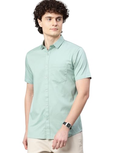 Image of Majestic Man Slim Fit Pure Cotton Half Sleeve Solid Casual Shirt