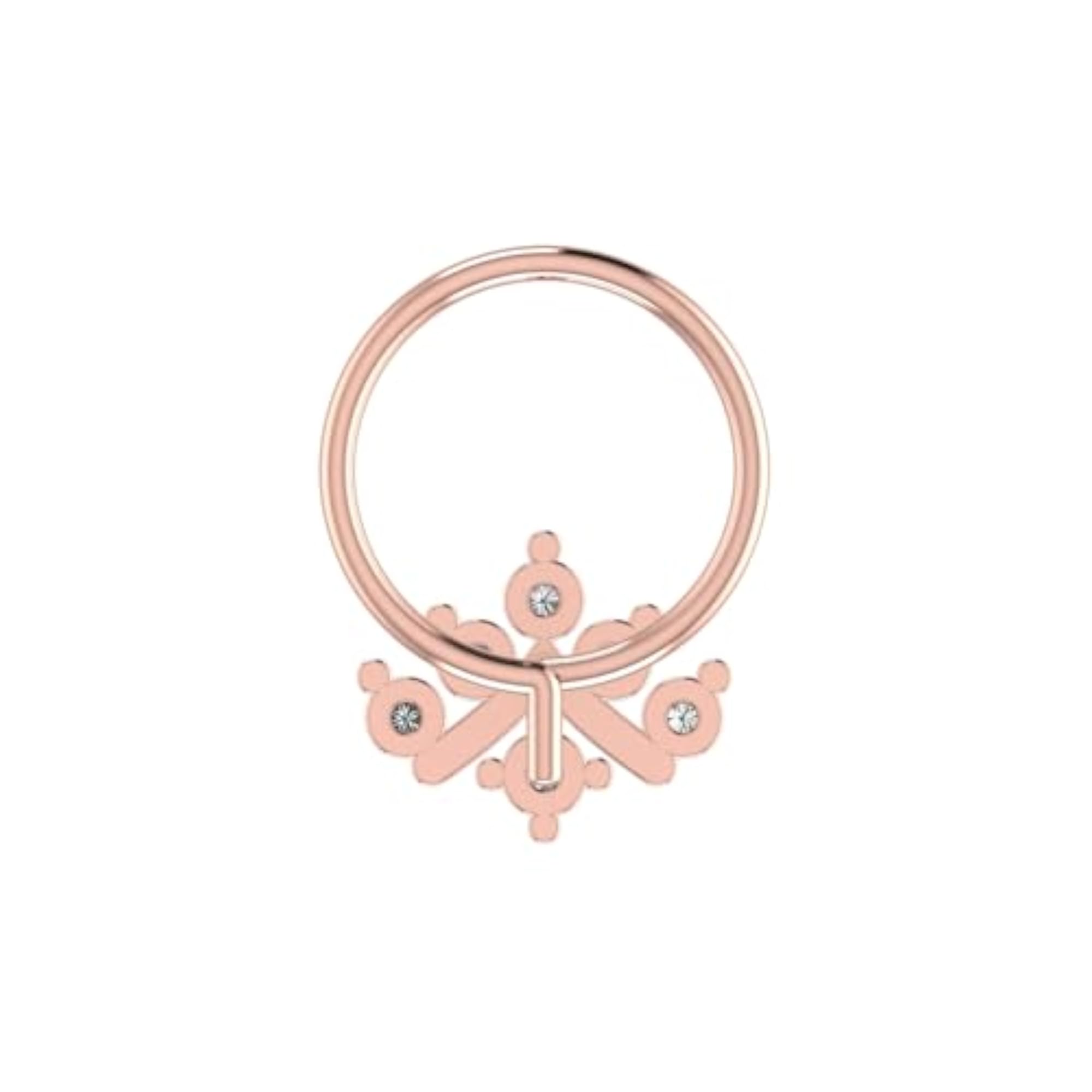 Women's 14Kt Rose Gold Stud Nosering, Chic