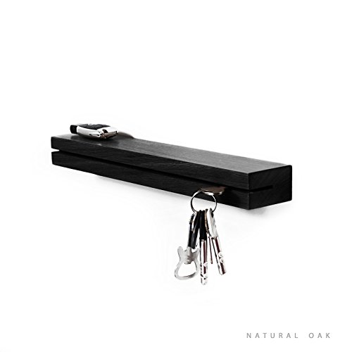 M-KeyCases Moderna estantería de Pared Perchero Estante Colgador de Llaves de Madera de Roble en Rack Clave Claves de Percha Blanco Natural Diseño decoración