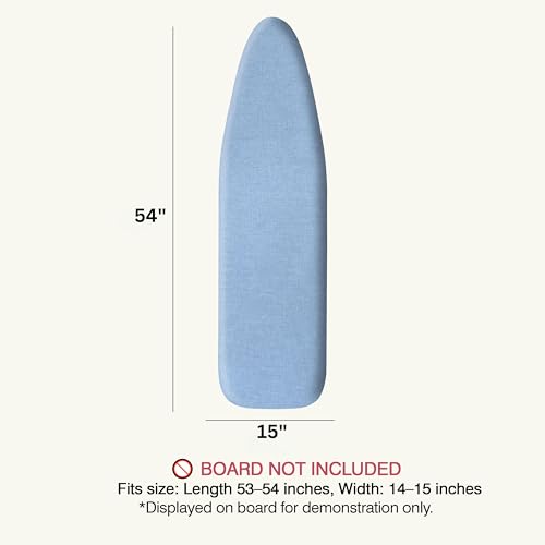 Image of Ironing Board Cover and Pad 15 inchx54 inch Extra Thick Natural Cotton, Scorch and Stain Resistant Padding, Standard Size Iron Board Cover with Fasteners Heavy Duty Elastic Edge, Heatproof Blue
