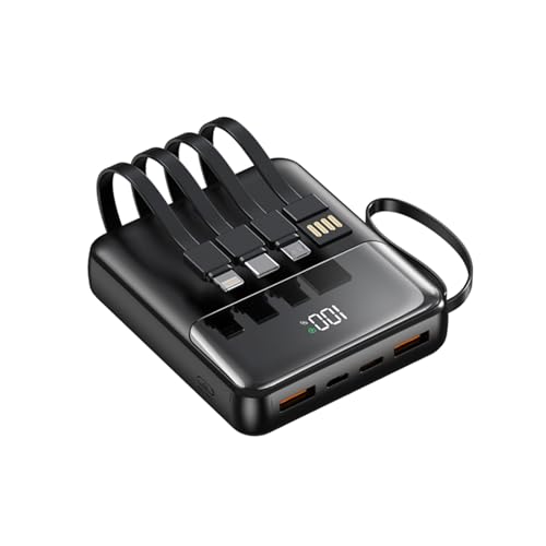 Powerbank con cavo, 22,5 W, ricarica rapida, batteria esterna da 10000 mAh, mini caricabatterie compatto e veloce ricarica portatile, USB C, display a LED, batterie per iPhone, Huawei, Xiaomi,
