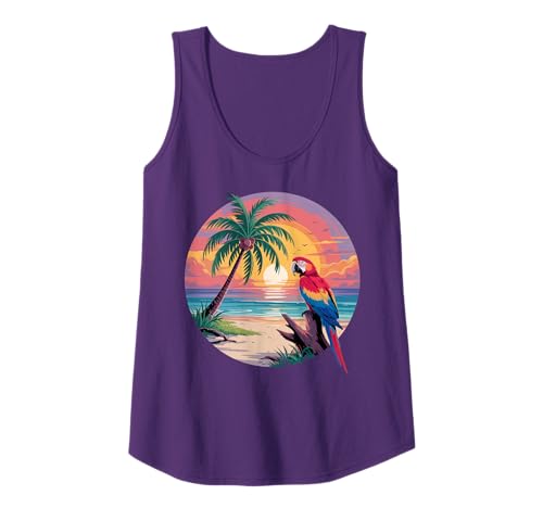 Sunset Summer Mens Tropical Beach Vacation Dress Palm Tree Tank Top