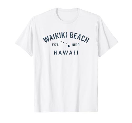 Vintage Waikiki Beach Hawaii Throwback Retro Souvenir Mens T-Shirt