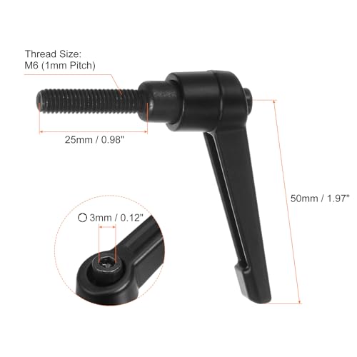 Image of HARFINGTON 6pcs Adjustable Clamping Lever Handles M6 x 25mm Male Thread Bolt Knobs Rotating Screw Locking Quick Release Ratchet Push Button Handle, Black