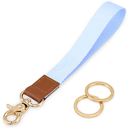 HONZUEN Wrist Lanyard for Women and Men, Keychain Lanyard for Keys, Wrist Keychain Strap for Car Keys ID Badge Wallet Card Holder (Light Blue)
