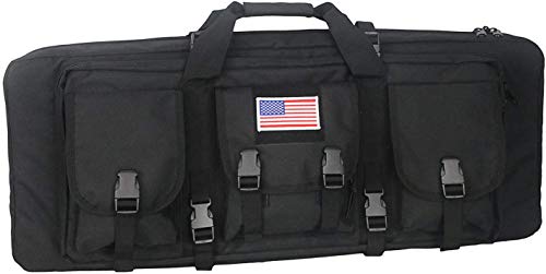 Greencity Double Rifle Case Long Rifle American Classic Tactical Gun Bag Waterproof Padded Molle Sports,32",Black