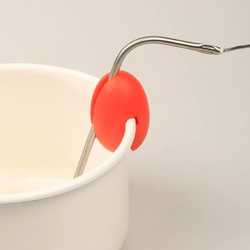Hayaww 2 Stück Thermometerhalter Silikon Thermometer Clip Temperaturfühler Halter für Töpfe Temperatur Clip für Kochgeschirr Hitzebeständiger Thermometer Halter messung Prise Topf Werkzeug (A)