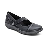 Aetrex Women's Della Orthopedic Mary Jane Flats For Women Shoes, These Arch Support Dress Shoes With Adjustable Strap, Plush Lining, Roomy Toe Box, Removable Insole, Comfort Orthotic-Friendly Work.