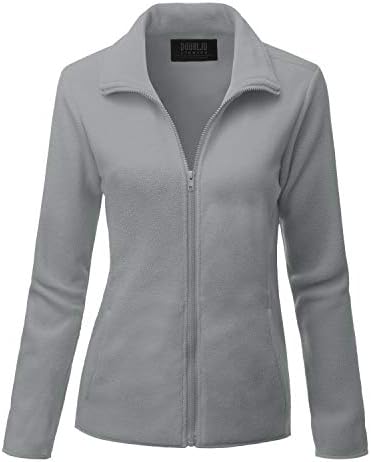 DOUBLJU Womens Long Sleeve Full-Zip Thermal Basic Fleece Jacket with Plus Size